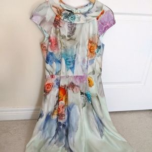 Ted Baker Blue Water Lily Floral Flare Dress